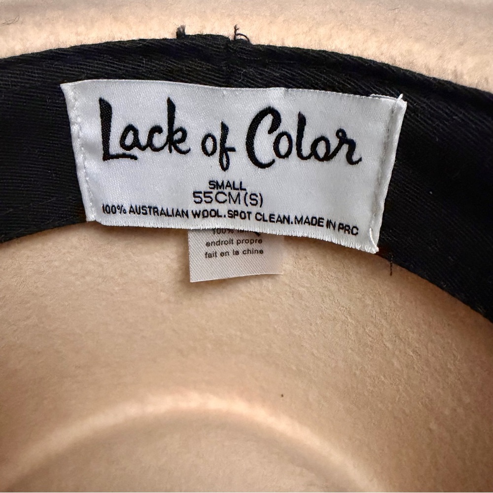 Lack Of Color Size S Ivory Rancher Wide Brim Ribbon Trim Wool Felt Fedora Hat - Picture 4 of 7